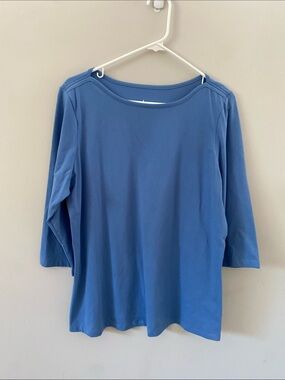 Women's Boatneck Long Sleeve Tee in Slate Blue